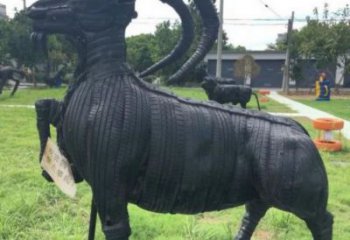 大渡口輪胎山羊雕塑供應，公園雕塑，鑄銅輪胎羊雕塑供求