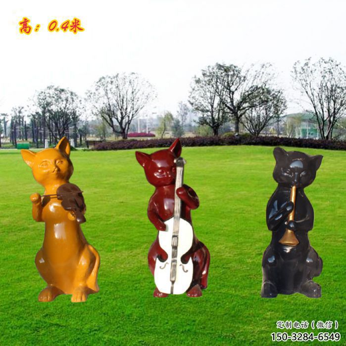 操場小貓雕塑，公園題材，剪影工藝